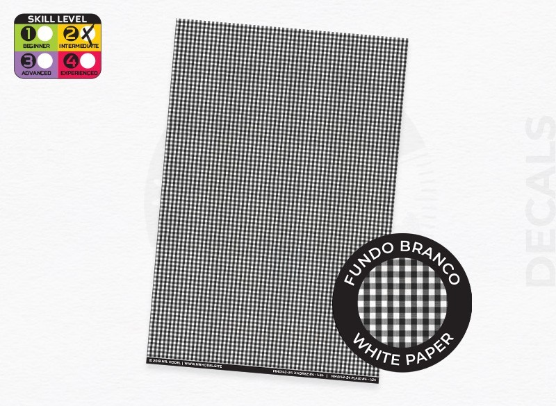 MM0143b - Plaid pattern (black & white) decal 3 - white